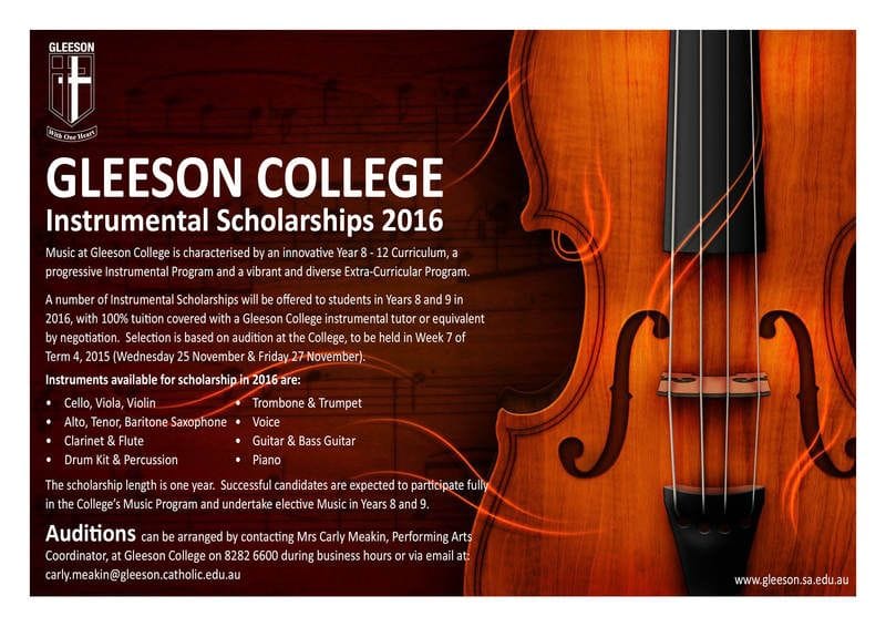 2016 Instrumental Scholarships - APPLY NOW! 2016 Instrumental Scholarships - APPLY NOW!